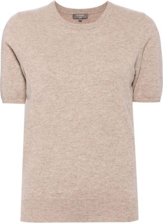 N.Peal short-sleeved cashmere top - women - Organic Cashmere - L - Brown