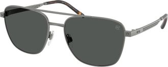 Ralph Lauren Aviator Zonnebril - Heren - Zonnebrillen - Zwart - 58 MM - Leer - Accessoires