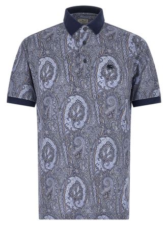 Etro Blue Cotton Polo Mens Shirt