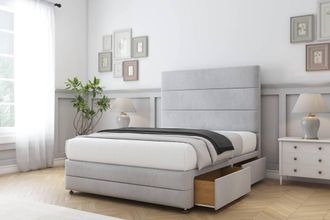 Sloomy Monaco Naples Divan Set 2 Drawers-54 Headboard-Footboard in Silver | Size: King