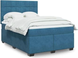 vidaXL Cama Box Spring Con Colch&oacute;n Terciopelo Azul 140x200 Cm Vidaxl