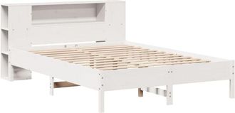 vidaXL Bookcase Bed without Mattress White 150x200 cm King Solid Wood Pine Vidaxl