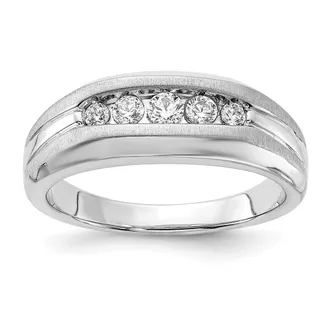 Diamond2Deal 14k White Gold Lab Grown Diamond Wedding Band Ring 0.33Ct Clarity- VS Color- G-H