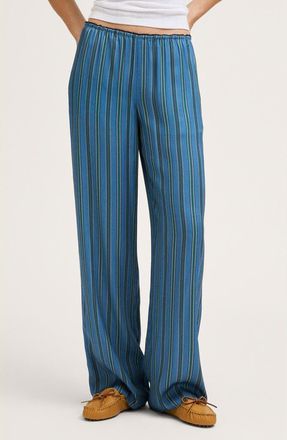 Madewell The Devon Pull-On Relaxed Straight Leg Pants in Port Blue Stripe at Nordstrom, Size X-Large