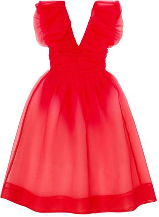 Ganni Ruffled V-neck Mini Dress