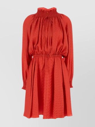Fendi silk jacquard long sleeve mini dress