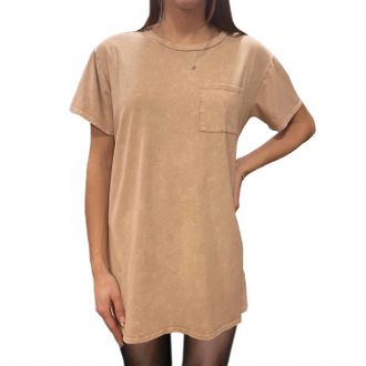 Wishlist Womens Kellie Acid Wash Oversized Tee In Taupe