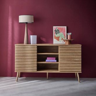 Sweeek 140cm Scandi-style Sideboard With Wooden Effect in Light Brown