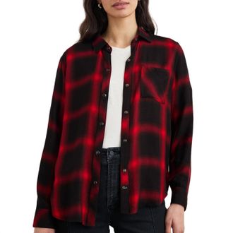 Rails Hunter Button Up Shirt In Diffused Cardinal Black