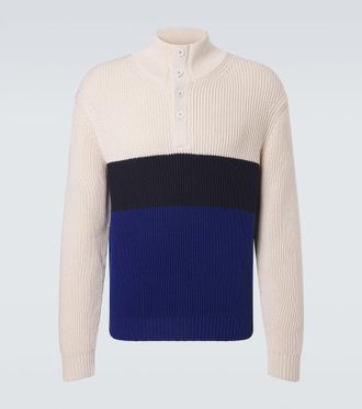 Dunhill Colorblocked cotton and silk sweater