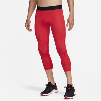 Nike Mens Nike Pro Dri-FIT 3/4-Length Fitness Tights in Red | FB7950-657