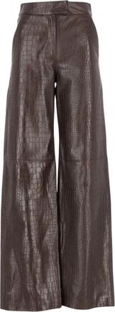Federica Tosi Leather Broeken - Dames - Leren Broeken - Bruin - S - Broeken