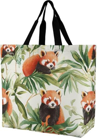 Generic Watercolor Pandas Tote Bag Reusable Grocery Shopping Bags Large Travel One Shoulder Handbag for Picnic Work