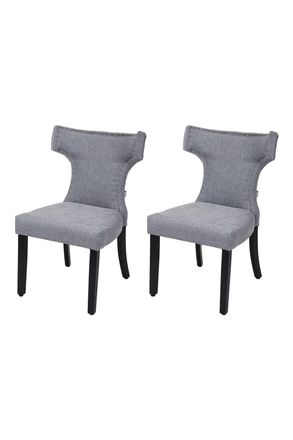 Living and Home Set of 2 Upholstered Dining Chairs in Grey
