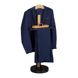 Relaxdays Relaxdays Valet, Con Estante, Independiente, Trajes Sin Arrugas, Bamb&uacute; Y Metal, 109 X 48 X 30 Cm, Negro/natural