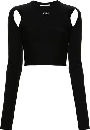 Off-white Black Cut-out Long Sleeve Cropped Top