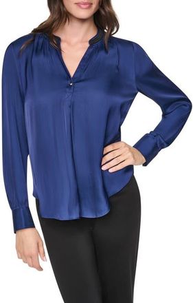 DKNY Park Satin Top in Intrepid Blue at Nordstrom, Size X-Small