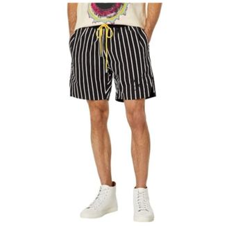 Diet Starts Monday Shorts Mens Black Pinstripe Drawstring Waist FROG263