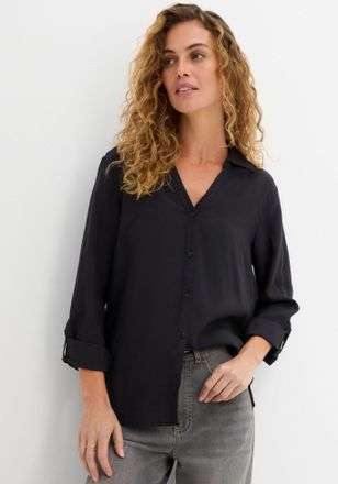 Bonprix Langarmbluse BONPRIX, Damen, Gr. 36, schwarz, Web, Obermaterial: 100% Viskose, figurumspielend, Blusen Langarmbluse, figurumspielende Passform, f&uuml;r Ca