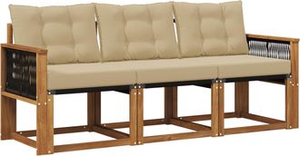vidaXL Conjunto De Sof&aacute;s De Exterior 3 Uds. Natural Y Beige Vidaxl