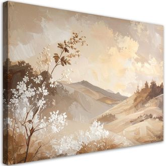 Feeby Impresi&oacute;n De Imagen, Delicado Paisaje R&uacute;stico Con Colinas Y Flores, 120x80