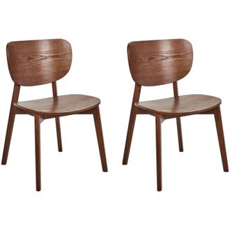 Beliani Set di 2 sedie da pranzo con struttura e gambe in legno di gomma scuro Overly
