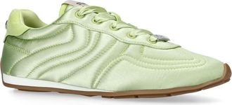 Steve Madden Womens Satin Abbi Green Sneakers - Size UK 6