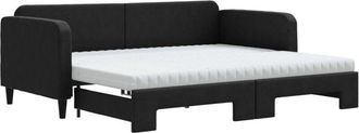 vidaXL Vidaxl - Sof&aacute; Cama Nido Con Colch&oacute;n Tela Negro 90x200 Cm