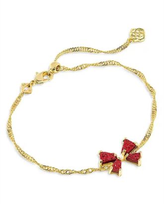 Kendra Scott Womens Blair Bow Small Chain Bracelet In Gold Bright Red Drusy