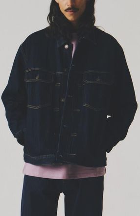 Mania Oversize Cotton Dark Jeans Jacket in Dark Blue at Nordstrom, Size Small