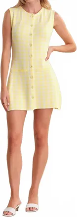 525 america Ember Button Front Dress In Lemon Meringue Combo