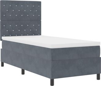 vidaXL Box Spring Bed with Mattress Dark grey 90 x 200 cm Velvet vidaXL