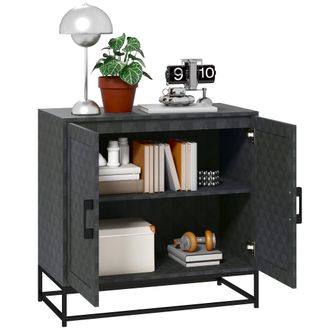 HOMCOM Modern Storage Cupboard with Adjustable Shelf and 2 Doors - Grey | TJ Hughes