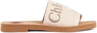 Chlo&eacute; Beige Lintband Vierkante Neus Slides - Dames - Sandalen - Beige - 36 EU - Schoenen