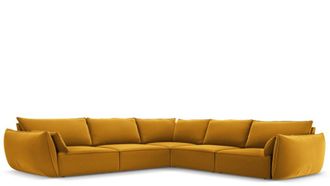 BLOOMINGLOFT Grosses 7-Sitzer Design Ecksofa Vanda mit Samtbezug