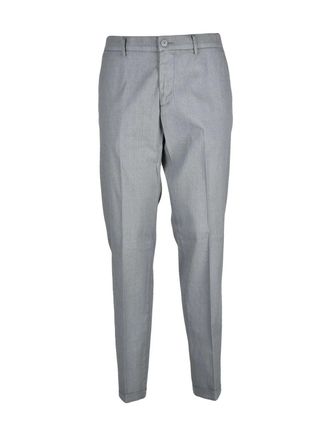 Luca Bertelli Slim Fit Sage Green Trousers With Tapered Silhouette And Minimalist Design
