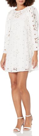Rebecca Taylor Womens Sarah Embroidery Dress, Gardenia, 8