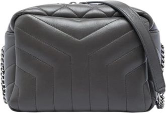 Saint Laurent Pre-owned Quilted Crossbody Bag - Dames - Vintage Schoudertas - Grijs - ONE Size - Leer - Vintage