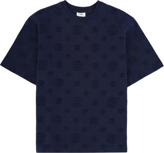 Casablanca Monogram Jacquard T-Shirt - Heren - T-shirts - Blauw - M - Katoen - Tops