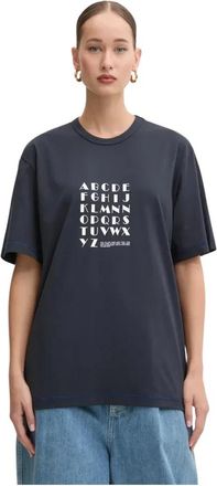 Sunnei Bedruikt T-shirt - Dames - T-shirts - Blauw - S - Katoen - Tops