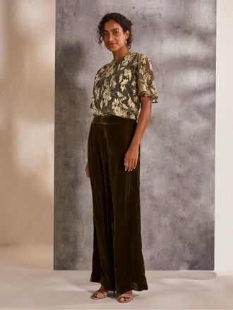 Fat Face FatFace Alba Gold Foil Plisse Top