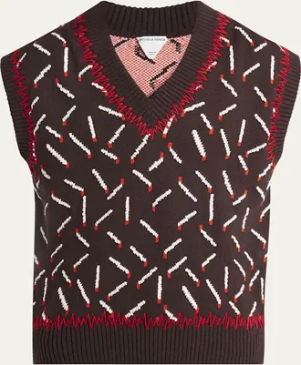 Bottega Veneta Mens Allover Matchstick Chunky Sweater Vest