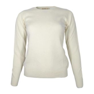Cashmere Company Zachte Crewneck Trui in Wit - Dames - Ronde hals truien - Wit - M - Wol - Truien & Vesten