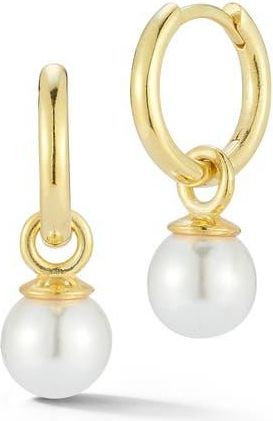 Glaze Jewelry 14K Gold Plated Silver Cultured Pearl Charm Earrings in Gold/Pearl at Nordstrom Rack