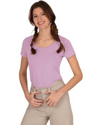 Trigema T-Shirt TRIGEMA TRIGEMA Rundhalsshirt aus Viskose, Damen, Gr. XXL, lila (orchidee), Single Jersey, 94% Viskose, 6% Elastan, Basic, lang, ohne Ausschni