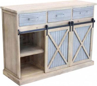 No Brand Mobile in metallo e legno con ripiani e cassetti 113x39.5xH81 cm finitura moderna Dolph