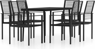 vidaXL Juego De Comedor Para Jard&iacute;n 7 Piezas Negro Vidaxl