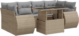 vidaXL Vidaxl - Set Sof&aacute;s De Jard&iacute;n 7 Piezas Y Cojines Rat&aacute;n Sint&eacute;tico Beige