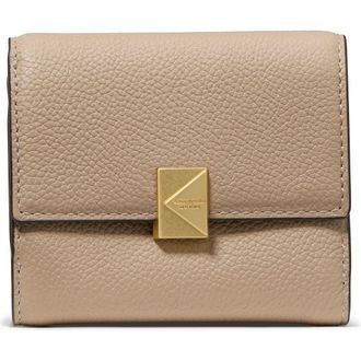 Kate Spade New York deco small pebbled leather flat wallet in Timeless Taupe at Nordstrom