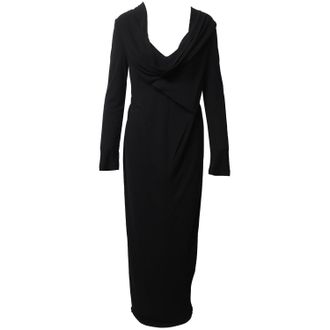 Roland Mouret Roland Mouret Lace Back Detail Long Draped Gown in Black Viscose
